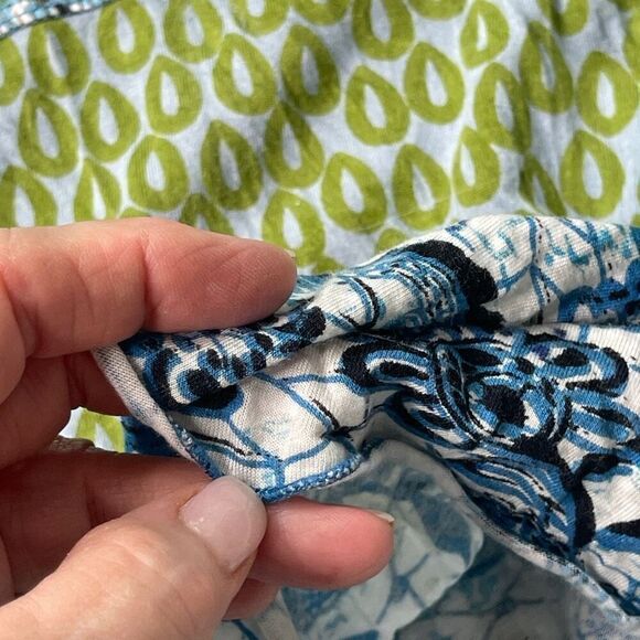 Bila Women's Mixed Print Loose Fit Cropped Blouse Top Green XL - Picture 10 of 12